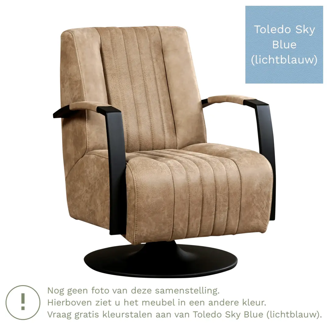afbeelding van Leren draaifauteuil Galaxy - Toledo Sky Blue (lichtblauw) - Stervoet zwart