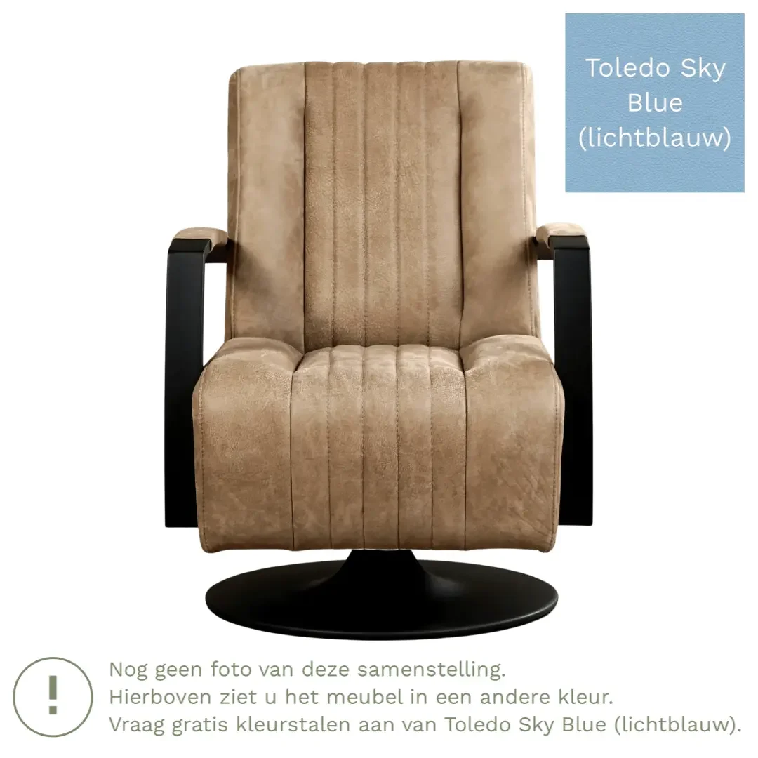 afbeelding van Leren draaifauteuil Galaxy - Toledo Sky Blue (lichtblauw) - Stervoet zwart
