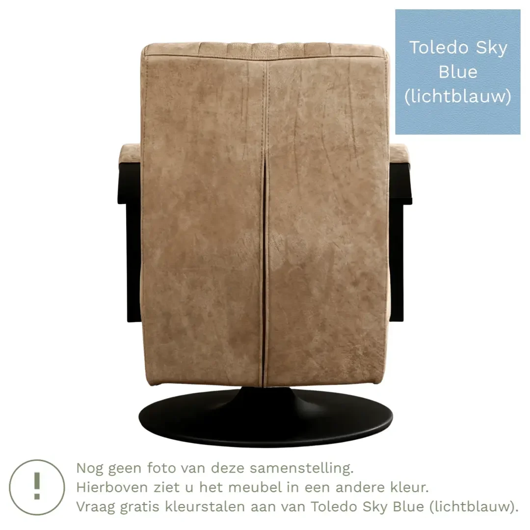 afbeelding van Leren draaifauteuil Galaxy - Toledo Sky Blue (lichtblauw) - Stervoet zwart