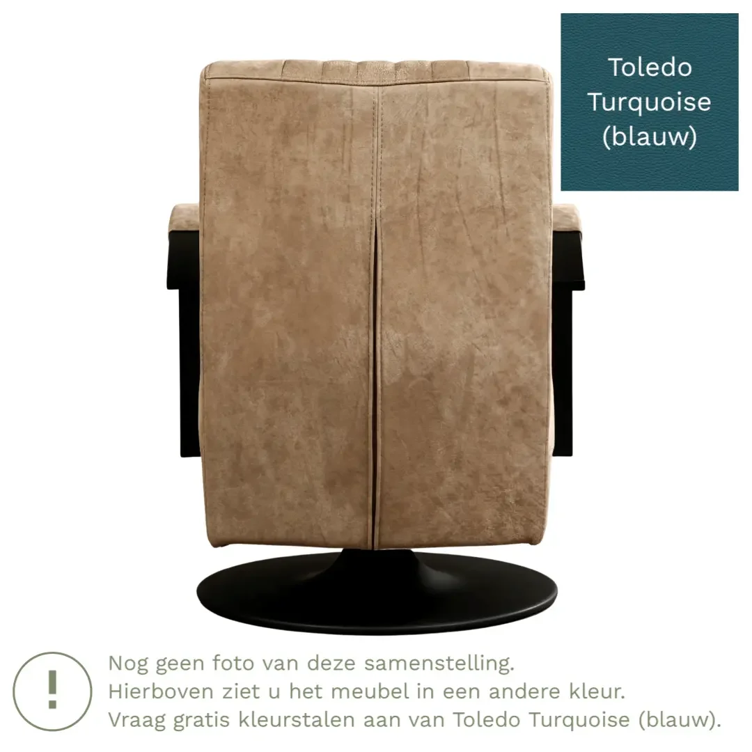 afbeelding van Leren draaifauteuil Galaxy - Toledo Turquoise (blauw) - Schotelvoet zwart