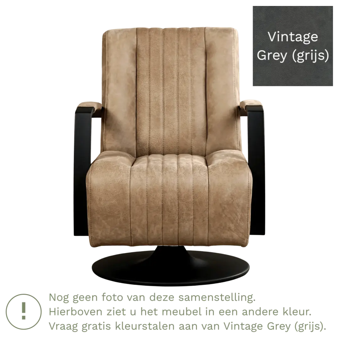 afbeelding van Leren draaifauteuil Galaxy - Vintage Grey (grijs) - Stervoet zwart