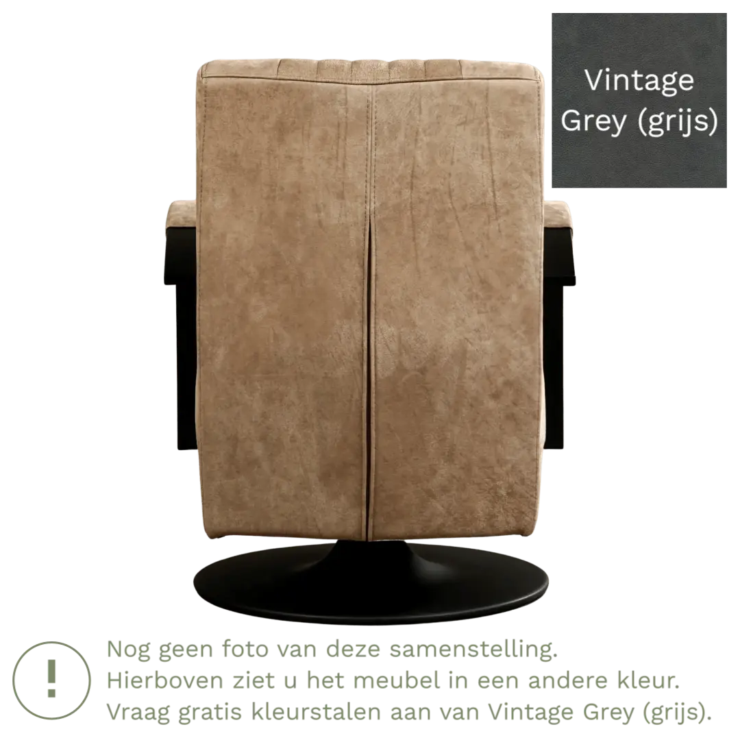 afbeelding van Leren draaifauteuil Galaxy - Vintage Grey (grijs) - Stervoet zwart