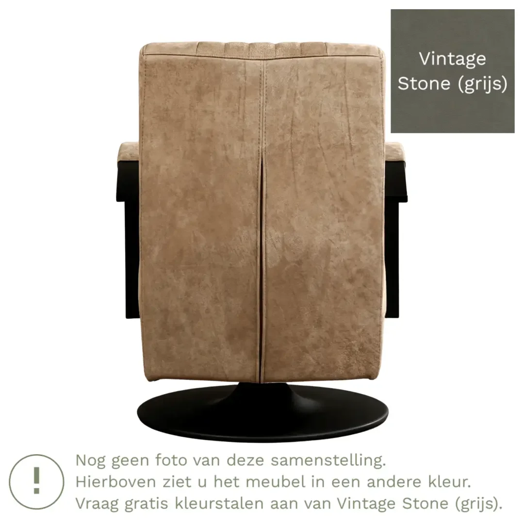 afbeelding van Leren draaifauteuil Galaxy - Vintage Stone (grijs) - Stervoet zwart