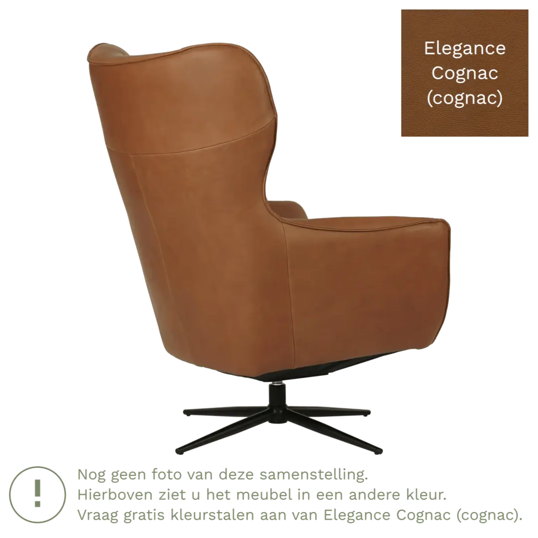 afbeelding van Leren draaifauteuil Leaf - Elegance Cognac (cognac) - Stervoet zwart