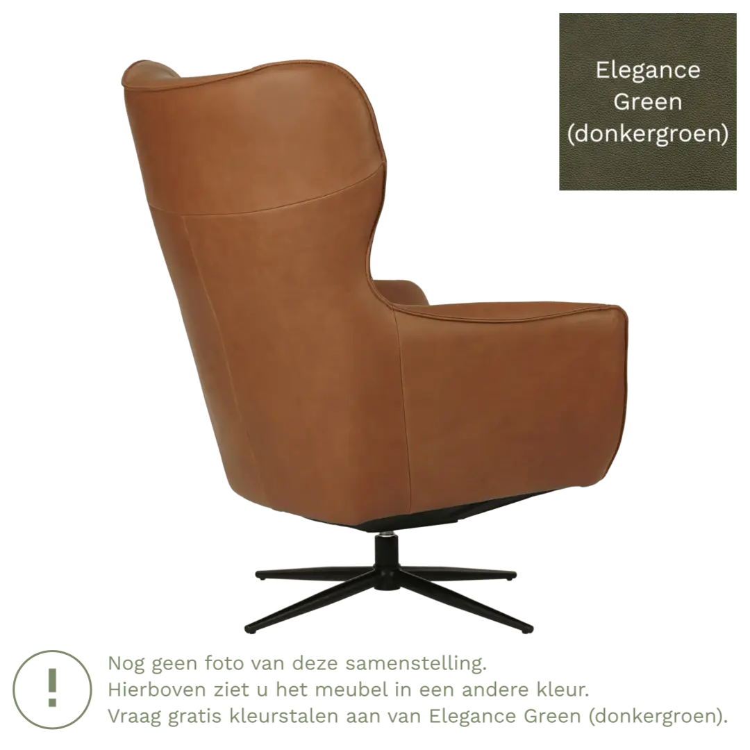 afbeelding van Leren draaifauteuil Leaf - Elegance Green (donkergroen) - Stervoet zwart