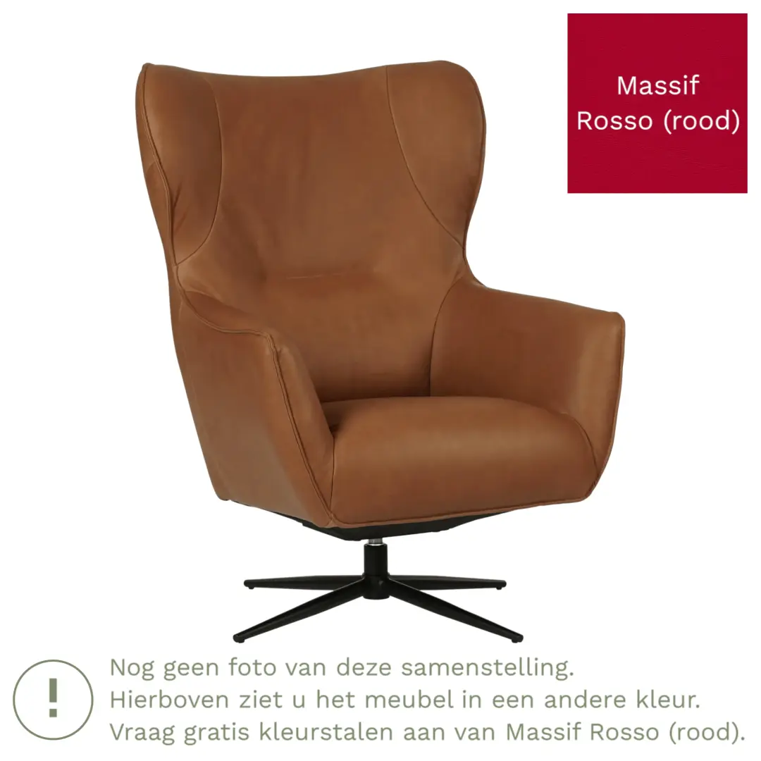 afbeelding van Leren draaifauteuil Leaf - Massif Rosso (rood) - Stervoet zwart