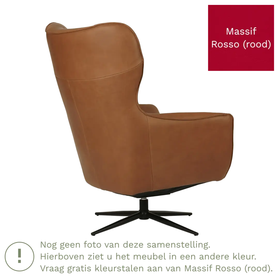 afbeelding van Leren draaifauteuil Leaf - Massif Rosso (rood) - Stervoet zwart
