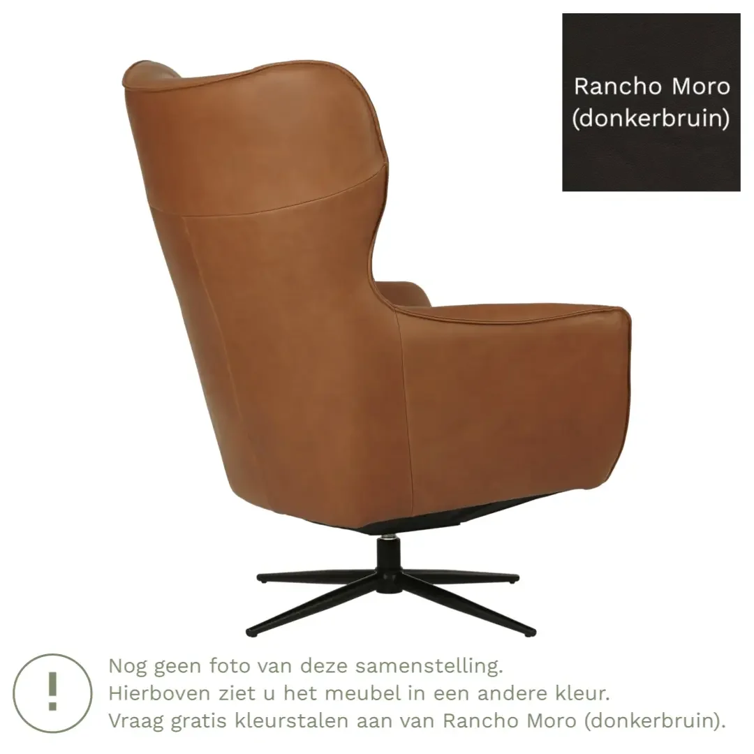 afbeelding van Leren draaifauteuil Leaf - Rancho Moro (donkerbruin) - Stervoet zwart