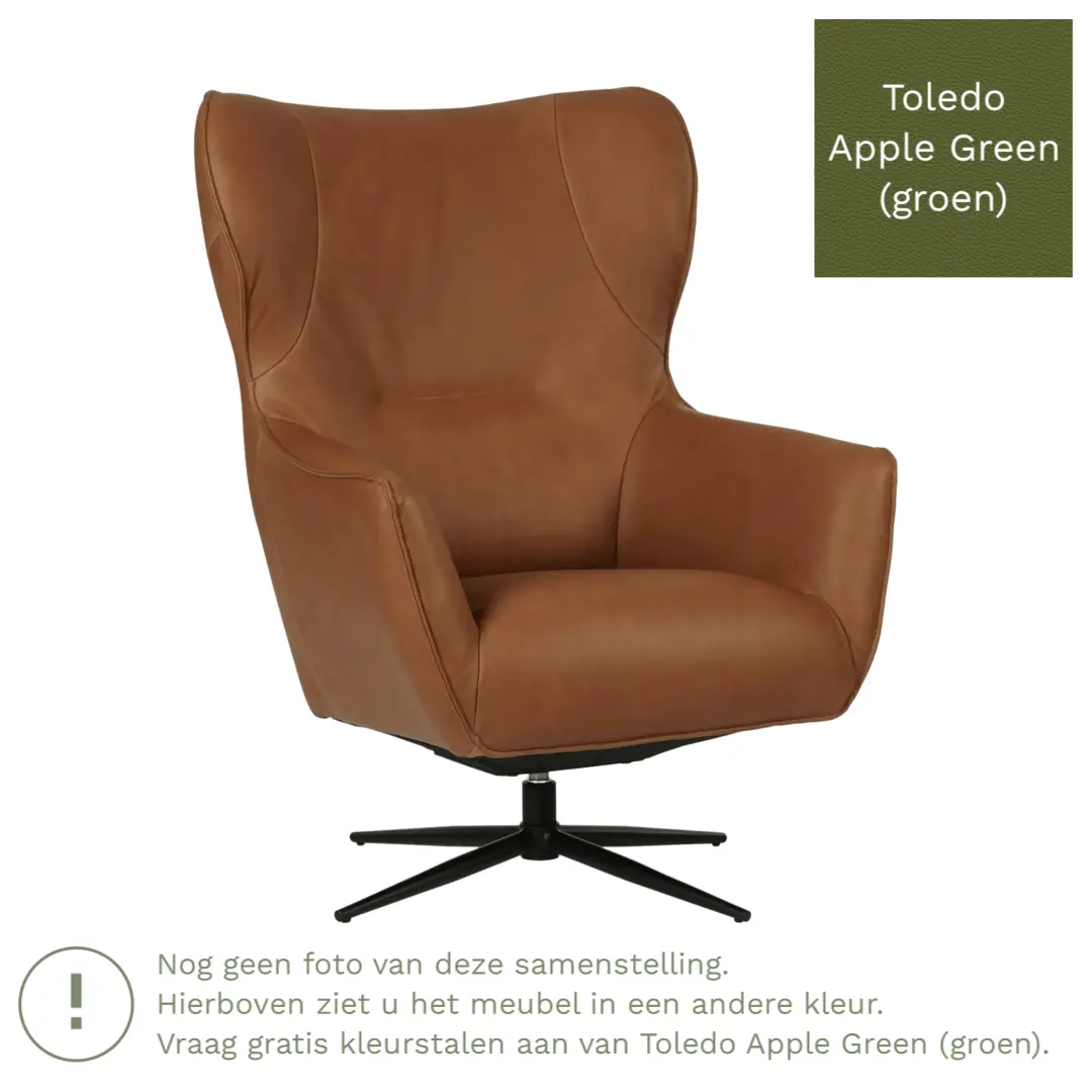 afbeelding van Leren draaifauteuil Leaf - Toledo Apple Green (groen) - Stervoet zwart