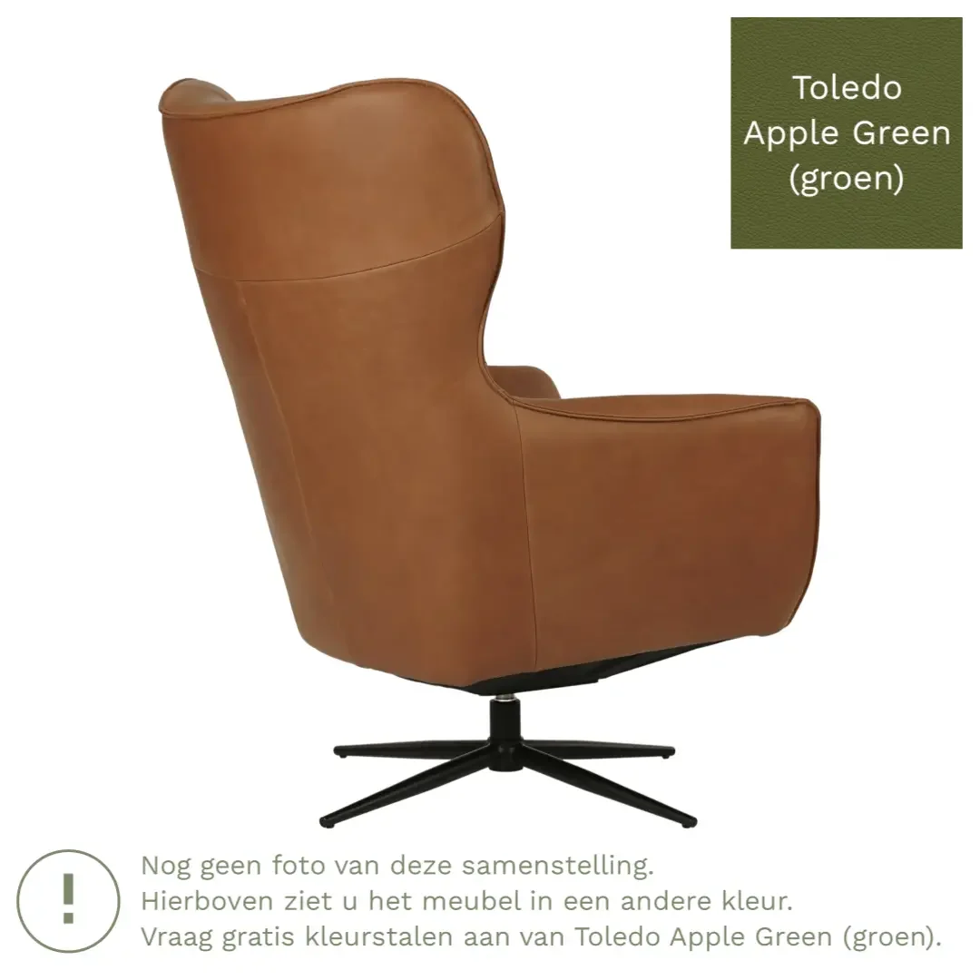 afbeelding van Leren draaifauteuil Leaf - Toledo Apple Green (groen) - Stervoet zwart