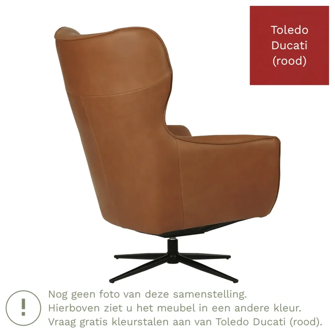 afbeelding van Leren draaifauteuil Leaf - Toledo Ducati (rood) - Stervoet zwart