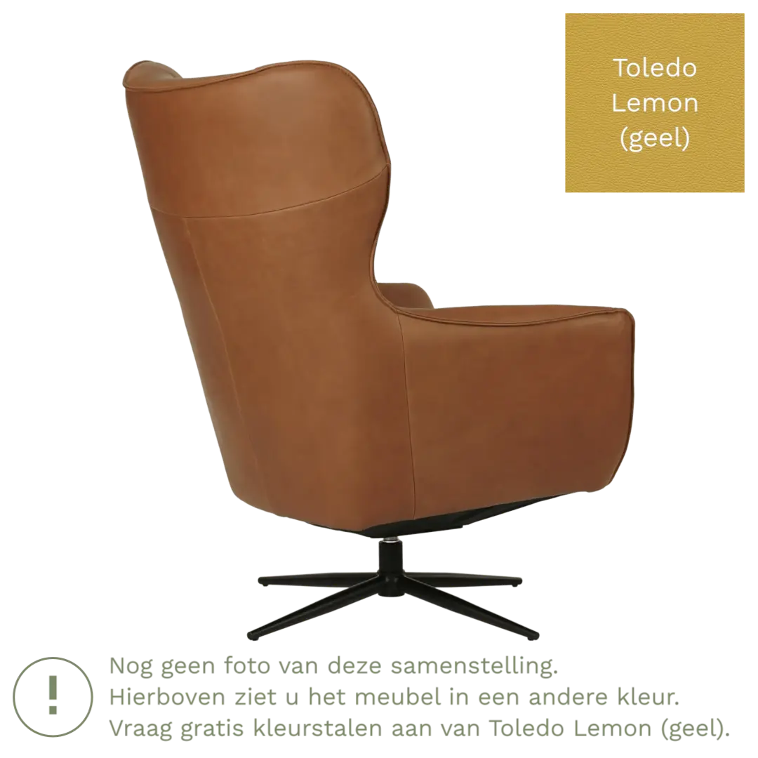 afbeelding van Leren draaifauteuil Leaf - Toledo Lemon (geel) - Stervoet zwart