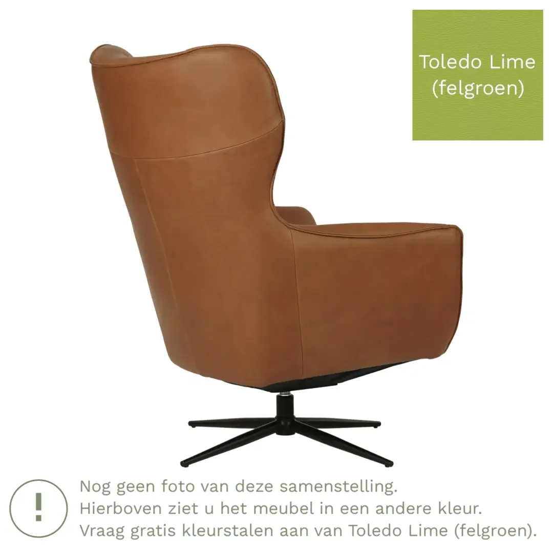 afbeelding van Leren draaifauteuil Leaf - Toledo Lime (felgroen) - Stervoet zwart