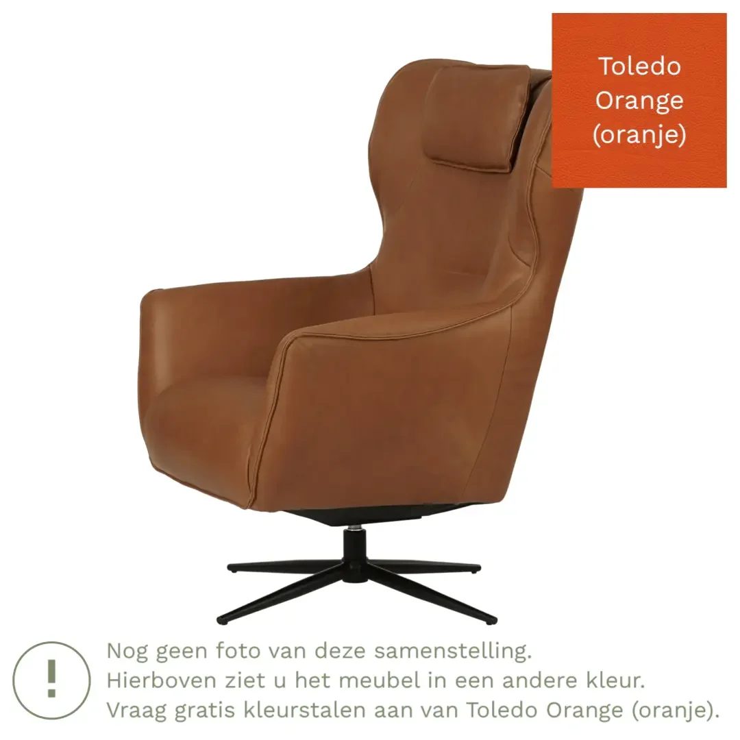 afbeelding van Leren draaifauteuil Leaf - Toledo Orange (oranje) - Stervoet zwart