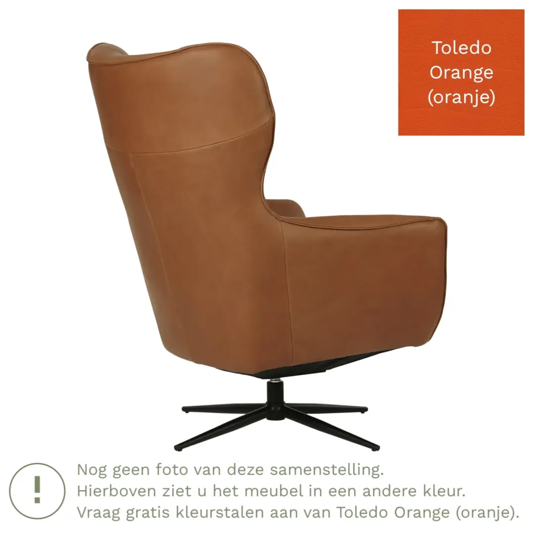 afbeelding van Leren draaifauteuil Leaf - Toledo Orange (oranje) - Stervoet zwart