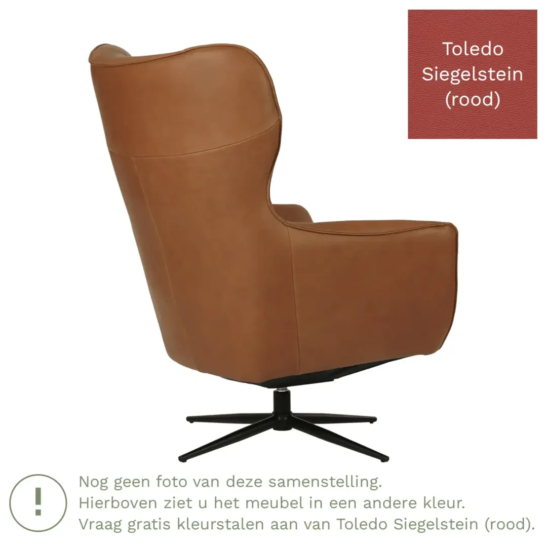 afbeelding van Leren draaifauteuil Leaf - Toledo Siegelstein (rood) - Stervoet zwart