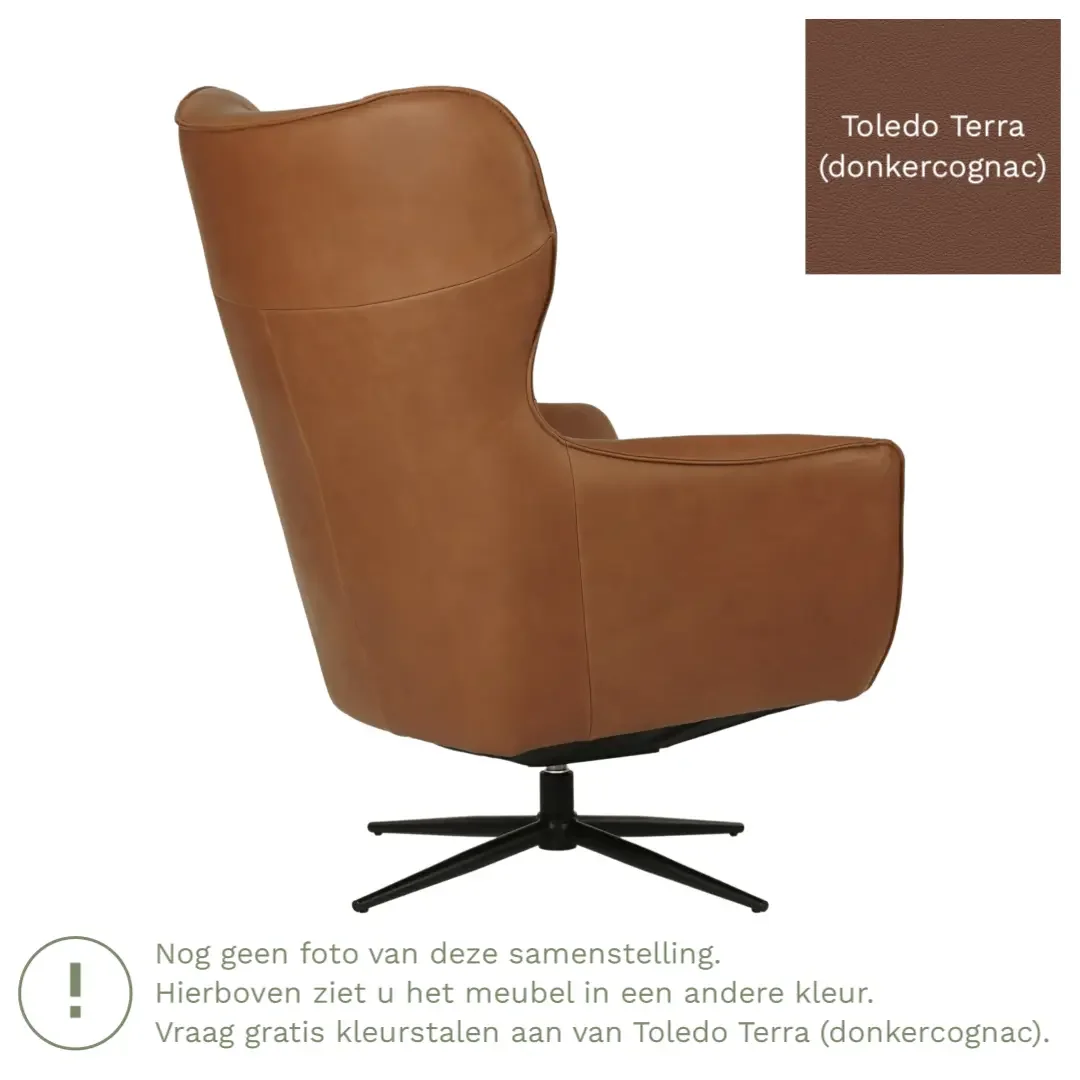 afbeelding van Leren draaifauteuil Leaf - Toledo Terra (donkercognac) - Stervoet zwart