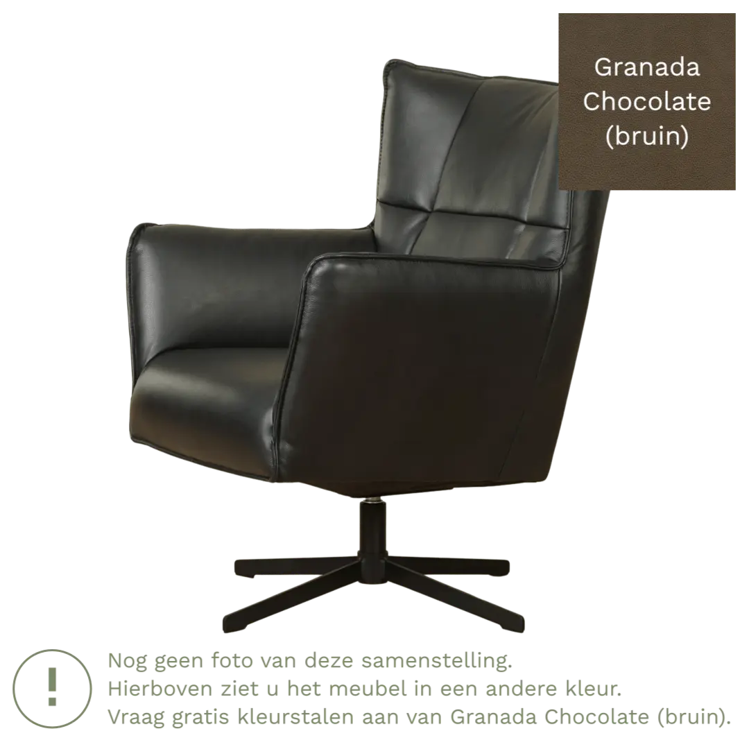 afbeelding van Leren draaifauteuil Lovely - Granada Chocolate (bruin)