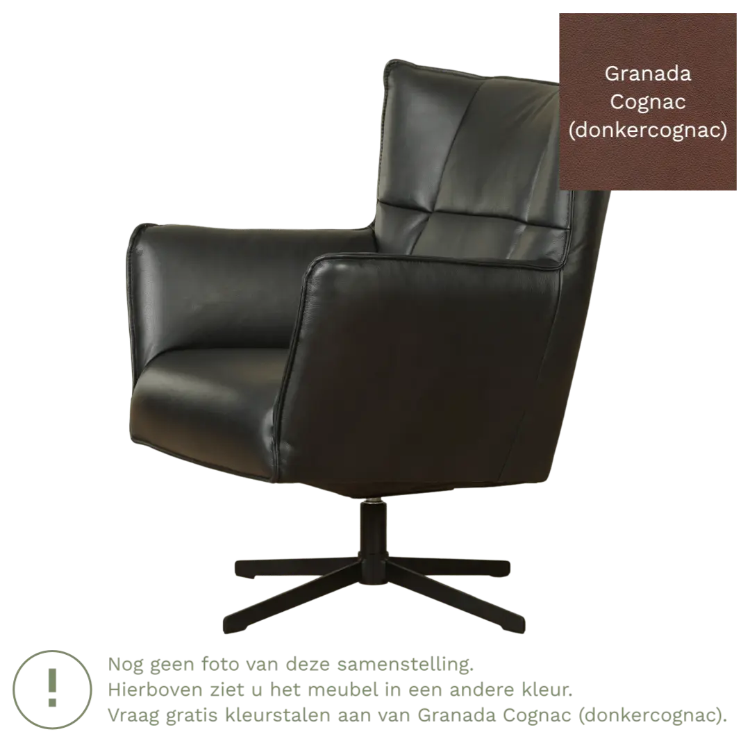 afbeelding van Leren draaifauteuil Lovely - Granada Cognac (donkercognac)