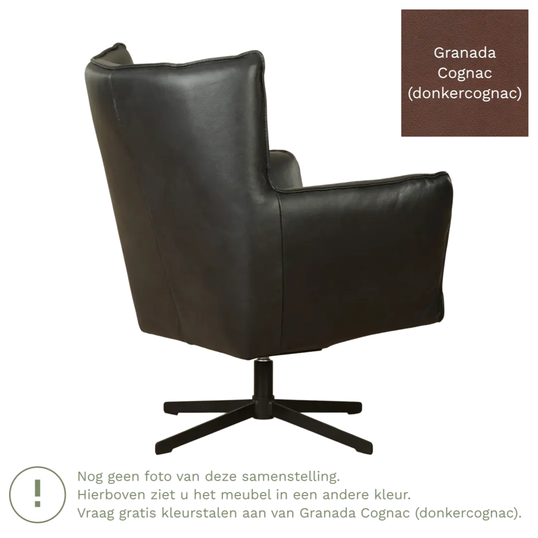 afbeelding van Leren draaifauteuil Lovely - Granada Cognac (donkercognac)