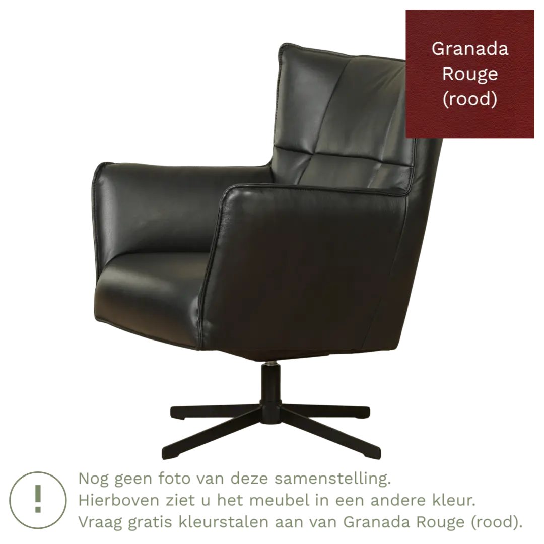 afbeelding van Leren draaifauteuil Lovely - Granada Rouge (rood)