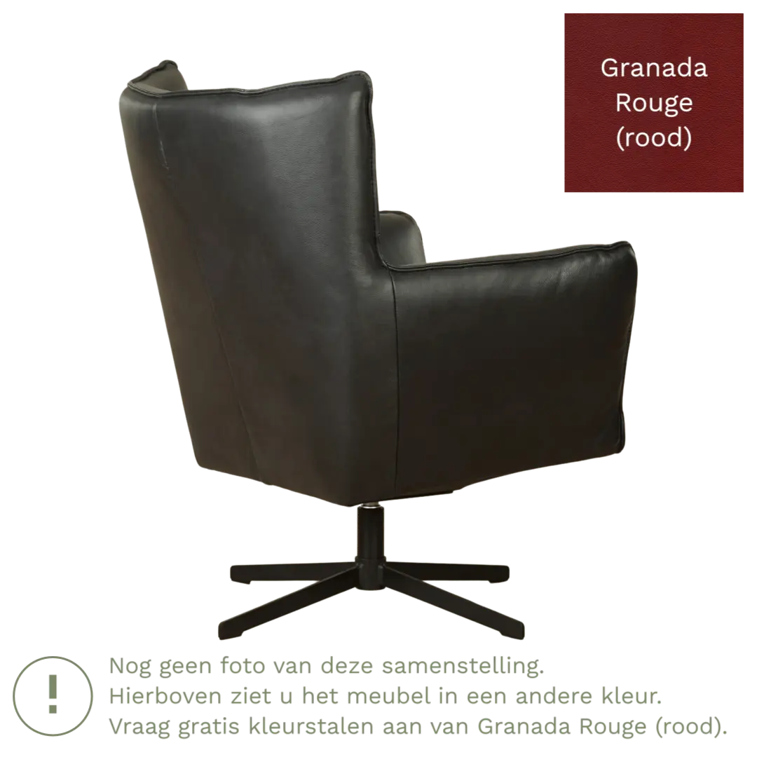 afbeelding van Leren draaifauteuil Lovely - Granada Rouge (rood)