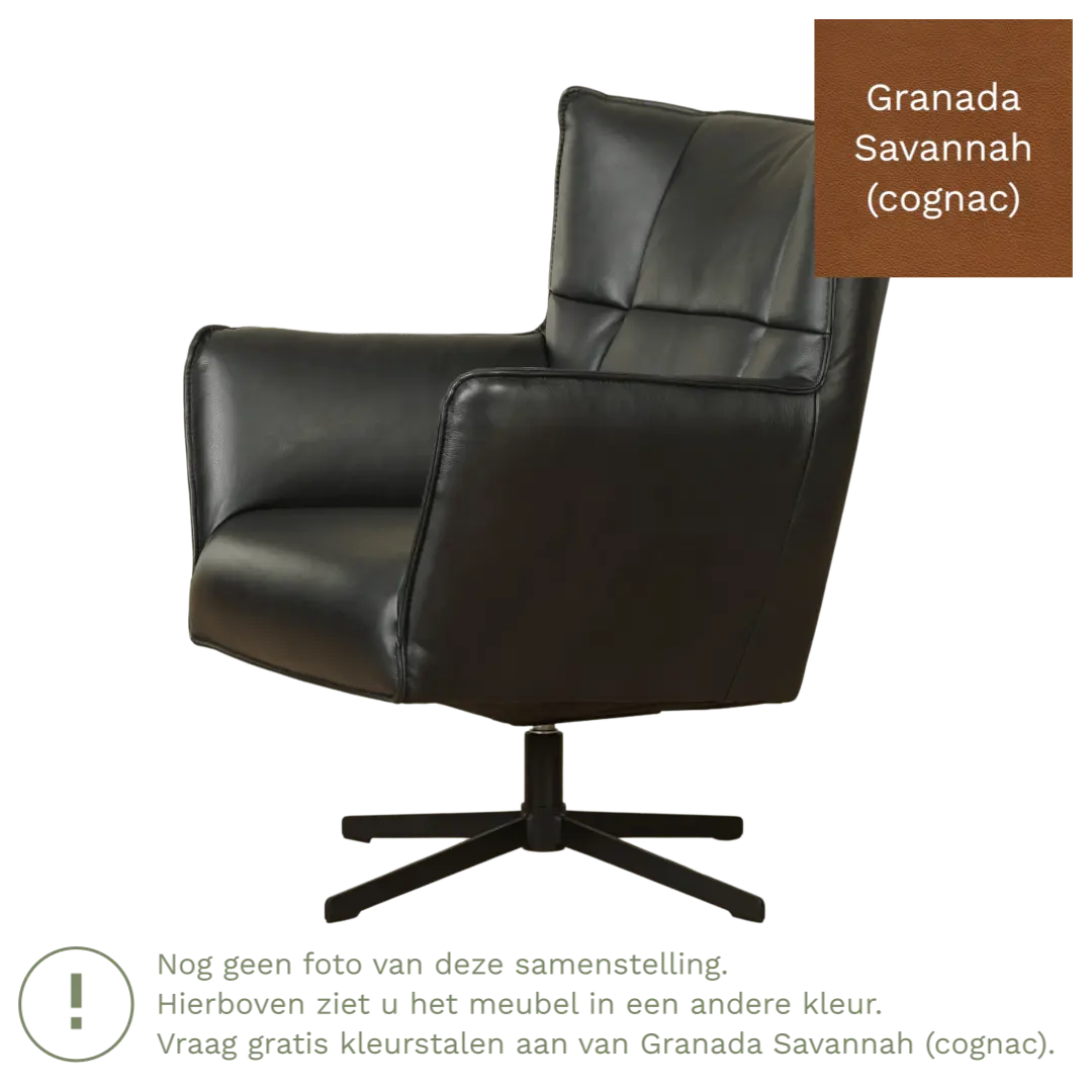 afbeelding van Leren draaifauteuil Lovely - Granada Savannah (cognac)