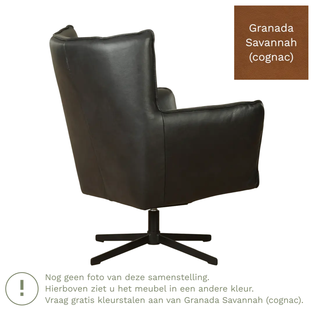 afbeelding van Leren draaifauteuil Lovely - Granada Savannah (cognac)