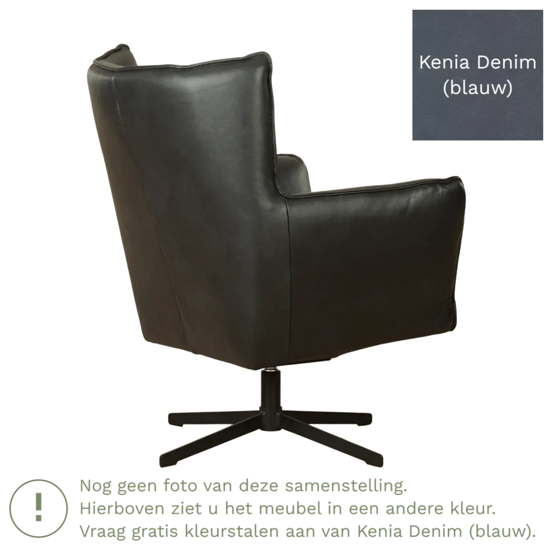 afbeelding van Leren draaifauteuil Lovely - Kenia Denim (blauw)