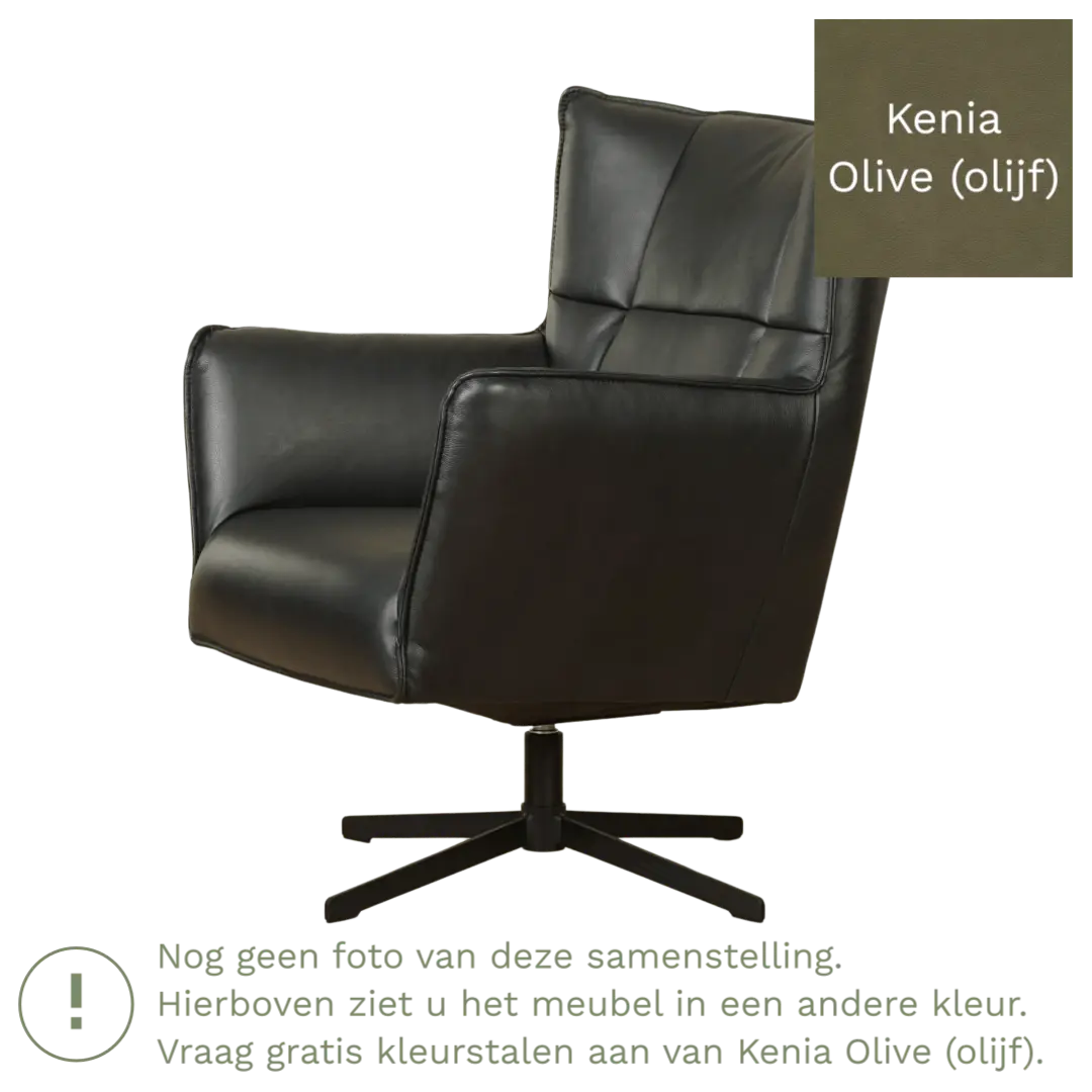 afbeelding van Leren draaifauteuil Lovely - Kenia Olive (olijf)