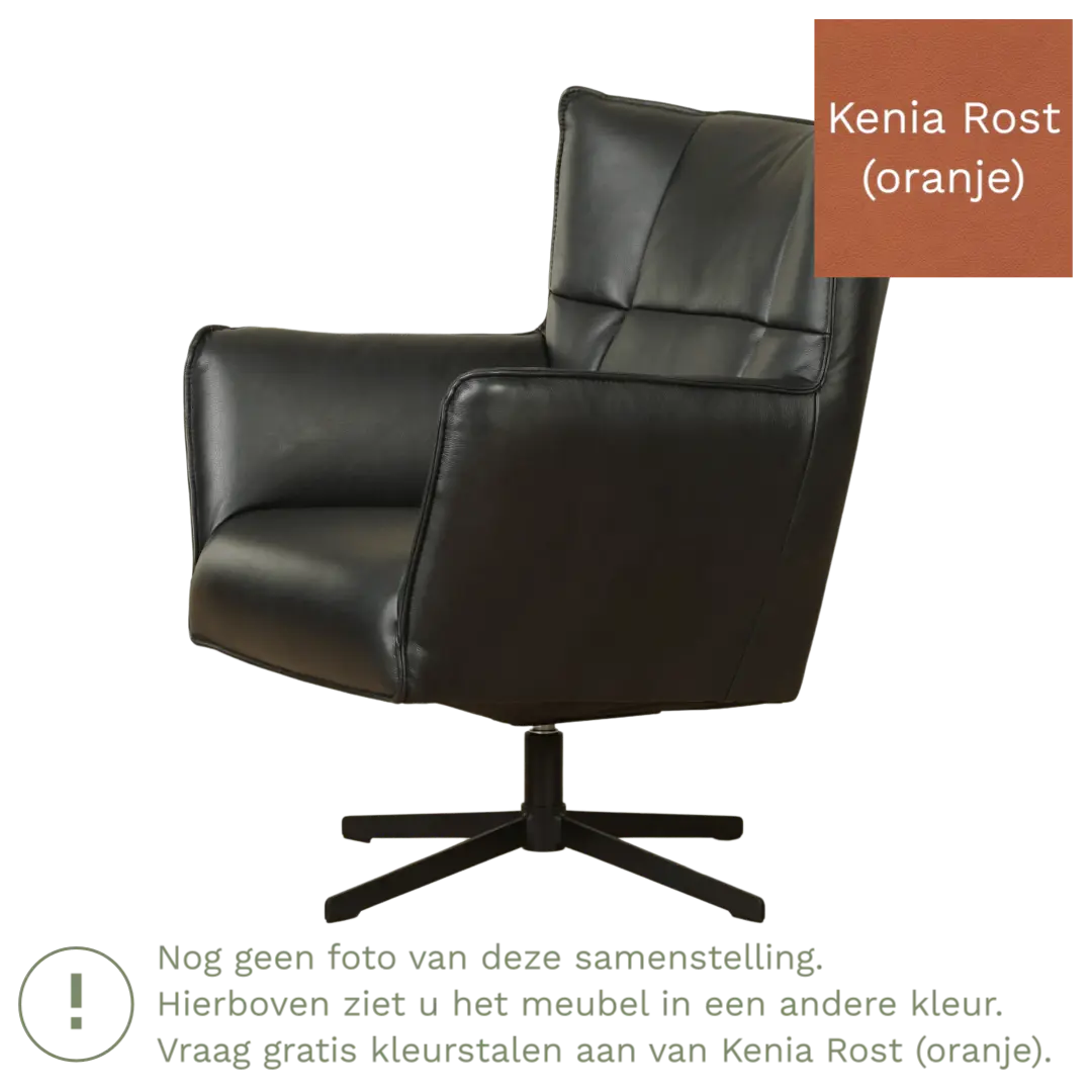 afbeelding van Leren draaifauteuil Lovely - Kenia Rost (oranje)