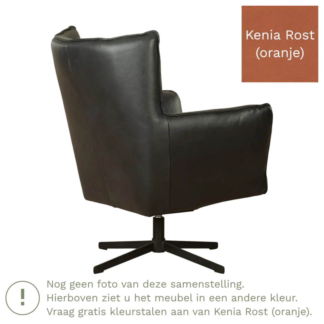 afbeelding van Leren draaifauteuil Lovely - Kenia Rost (oranje)
