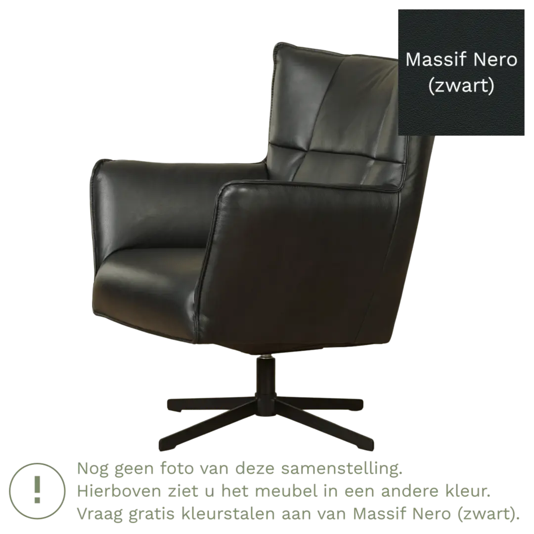 afbeelding van Leren draaifauteuil Lovely - Massif Nero (zwart)
