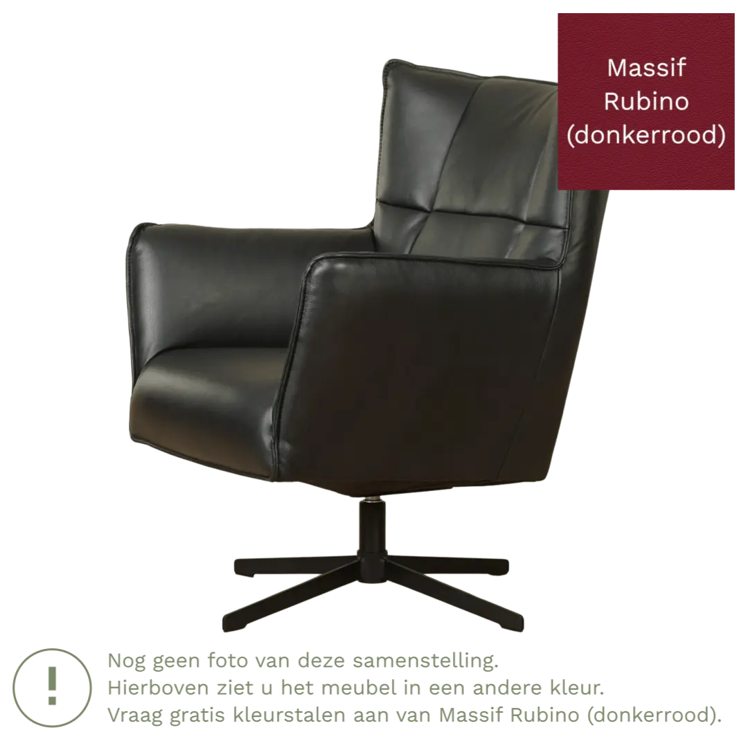 afbeelding van Leren draaifauteuil Lovely - Massif Rubino (donkerrood)