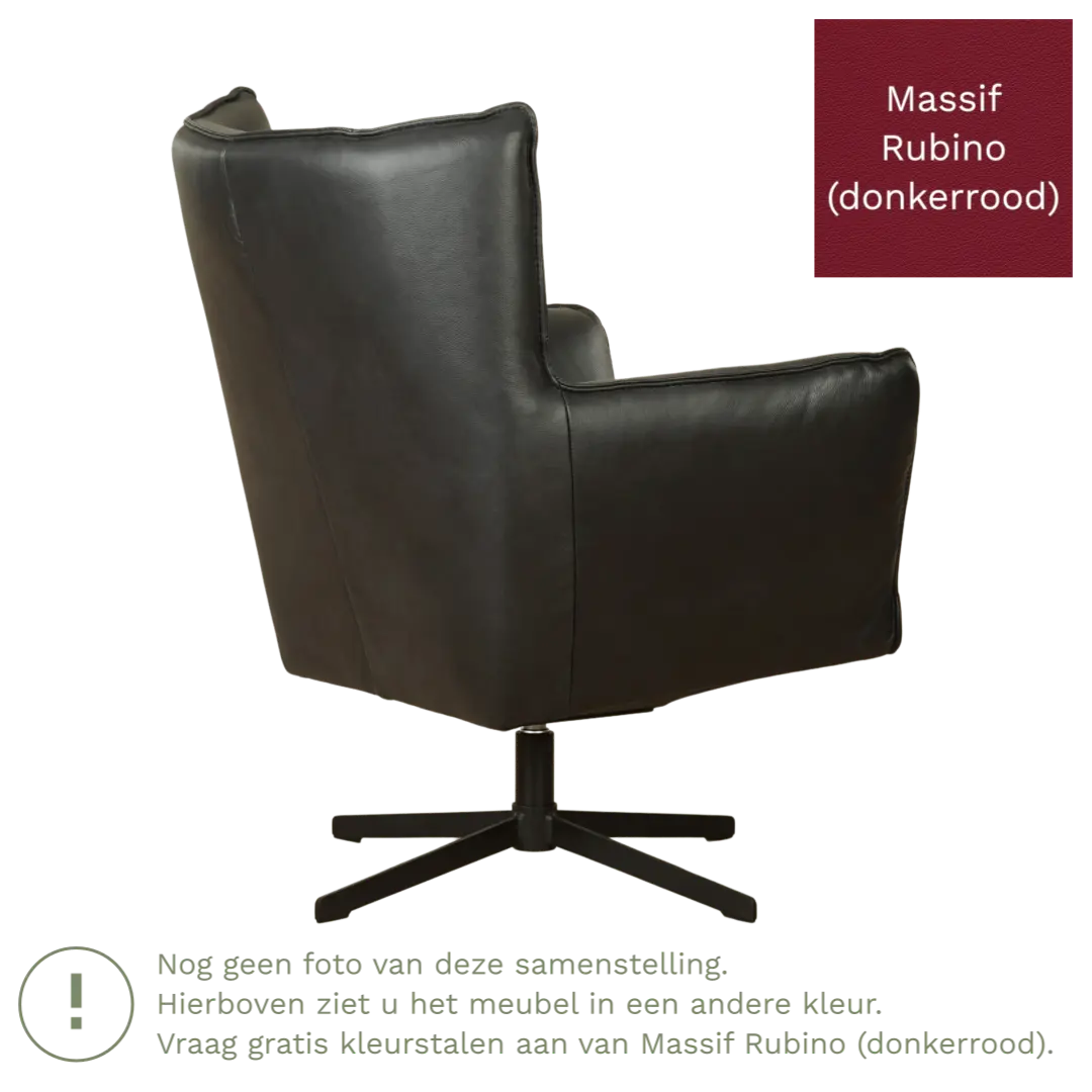 afbeelding van Leren draaifauteuil Lovely - Massif Rubino (donkerrood)