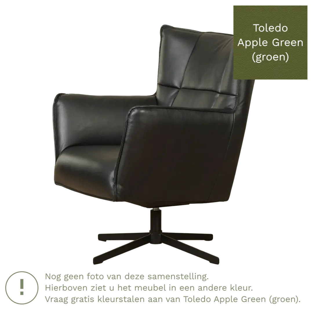afbeelding van Leren draaifauteuil Lovely - Toledo Apple Green (groen)