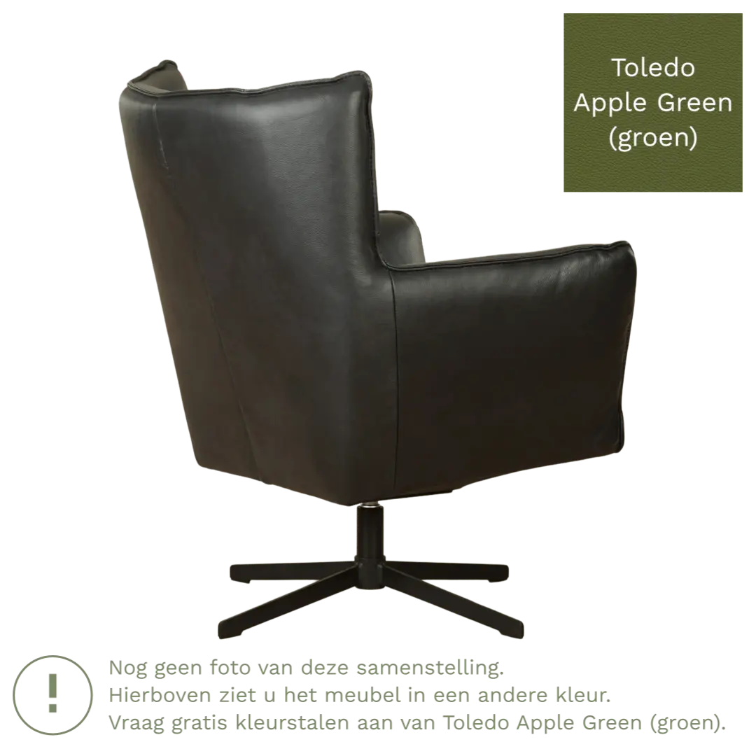 afbeelding van Leren draaifauteuil Lovely - Toledo Apple Green (groen)
