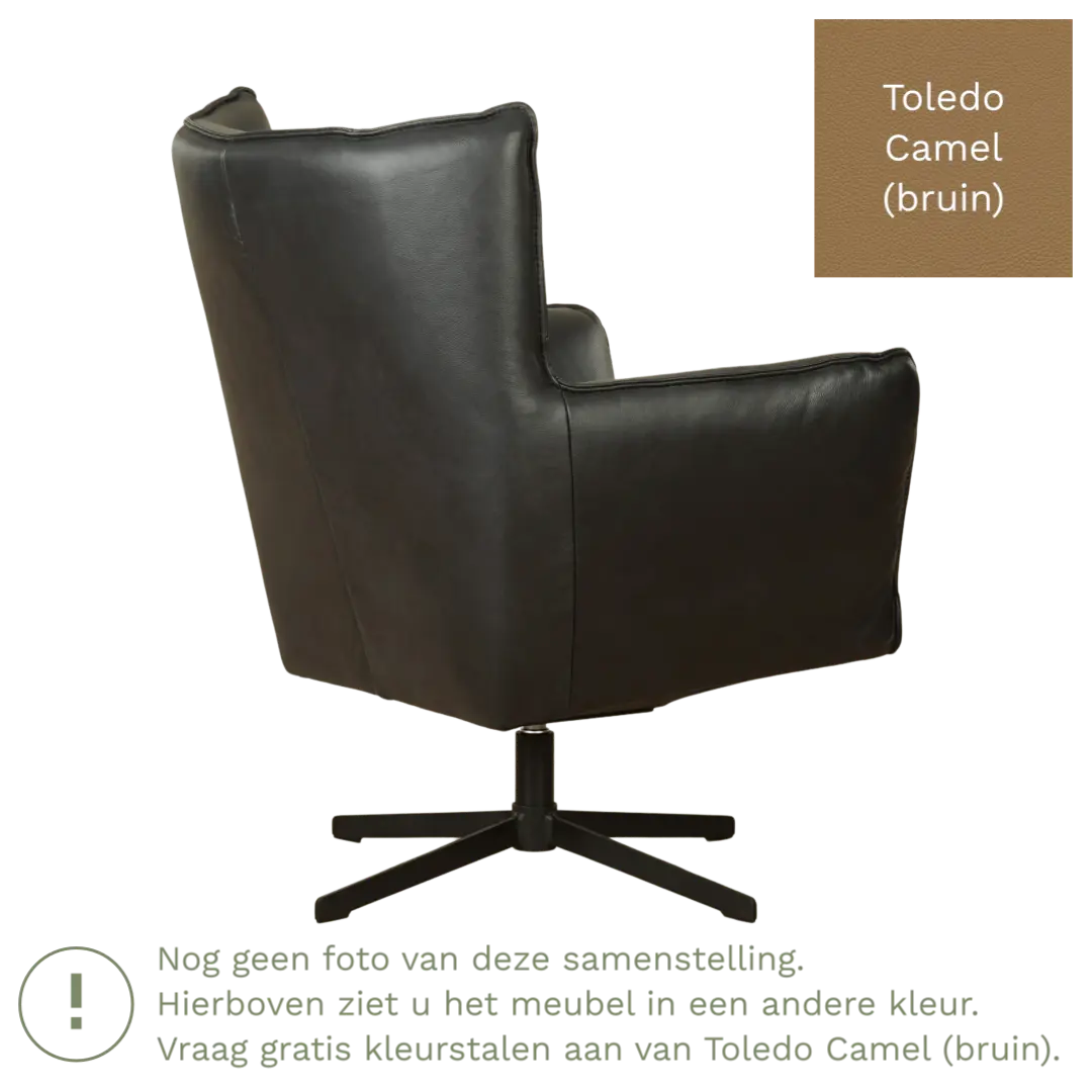 afbeelding van Leren draaifauteuil Lovely - Toledo Camel (bruin)
