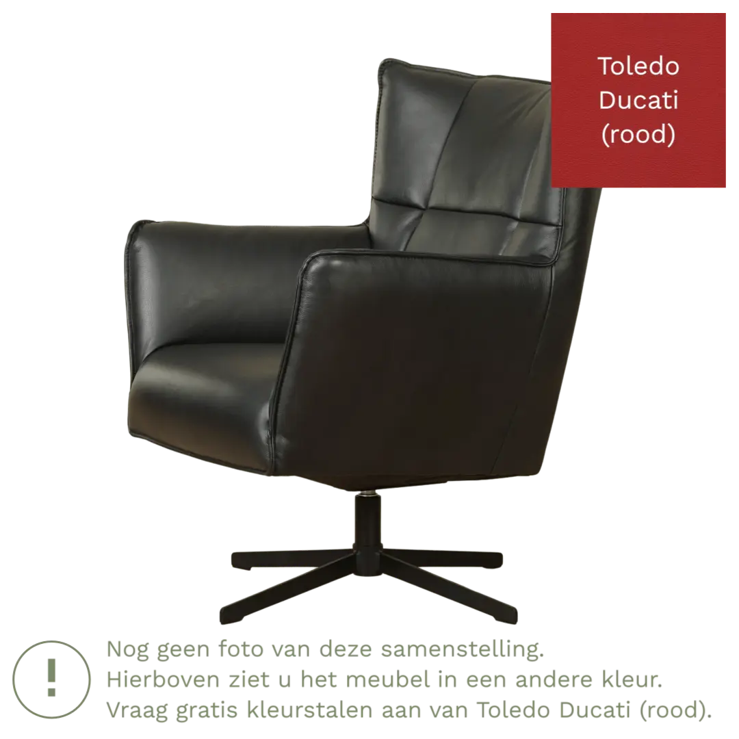 afbeelding van Leren draaifauteuil Lovely - Toledo Ducati (rood)
