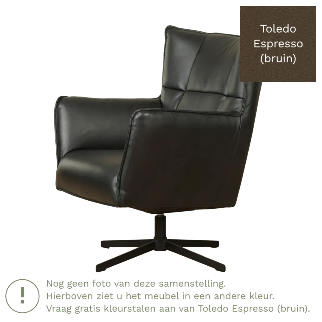 afbeelding van Leren draaifauteuil Lovely - Toledo Espresso (bruin)