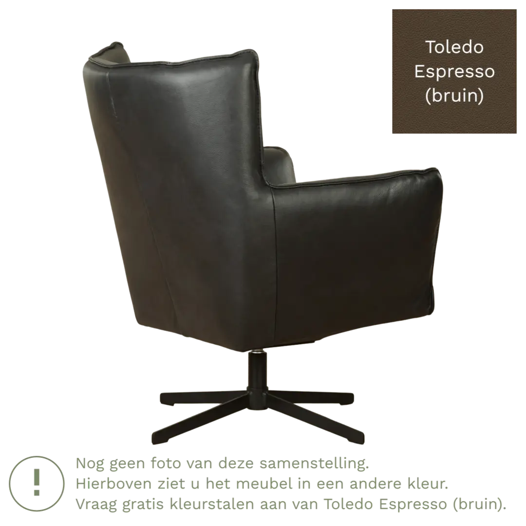 afbeelding van Leren draaifauteuil Lovely - Toledo Espresso (bruin)