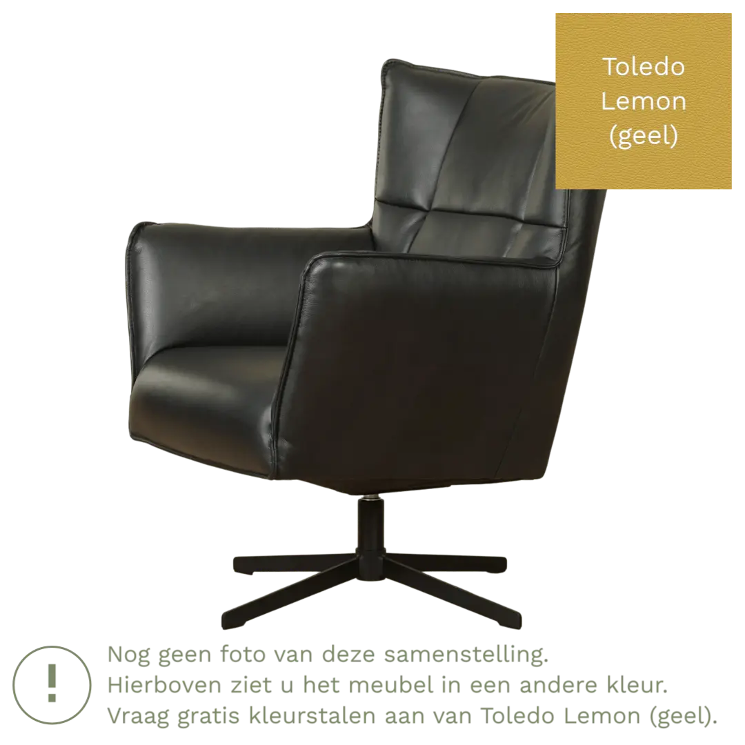 afbeelding van Leren draaifauteuil Lovely - Toledo Lemon (geel)