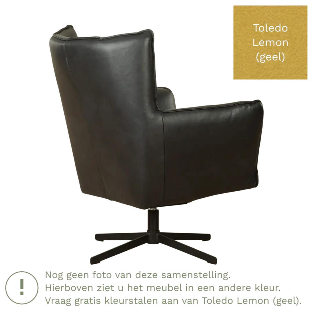 afbeelding van Leren draaifauteuil Lovely - Toledo Lemon (geel)