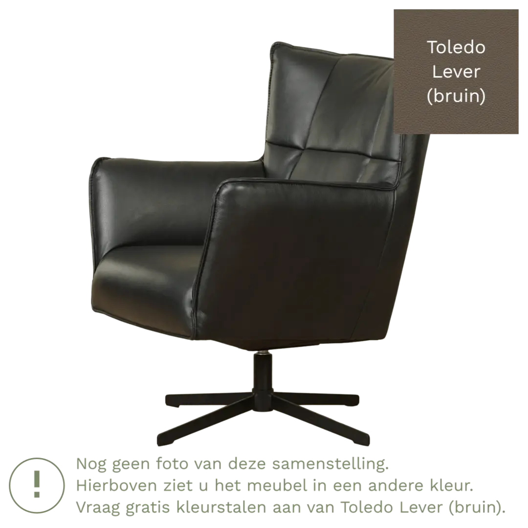 afbeelding van Leren draaifauteuil Lovely - Toledo Lever (bruin)