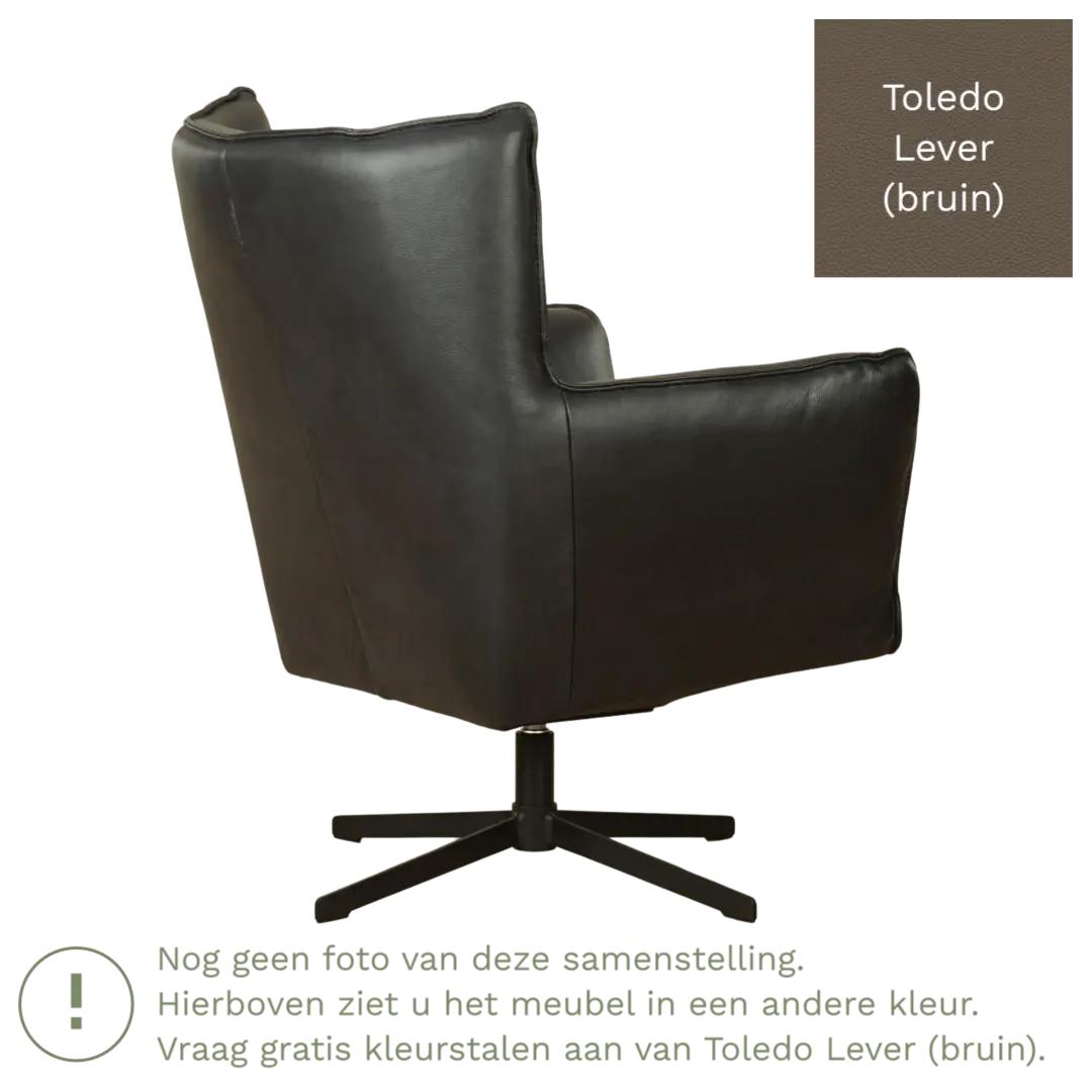 afbeelding van Leren draaifauteuil Lovely - Toledo Lever (bruin)