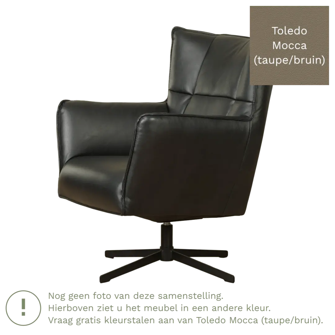 afbeelding van Leren draaifauteuil Lovely - Toledo Mocca (taupe/bruin)