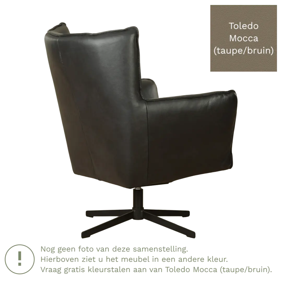 afbeelding van Leren draaifauteuil Lovely - Toledo Mocca (taupe/bruin)