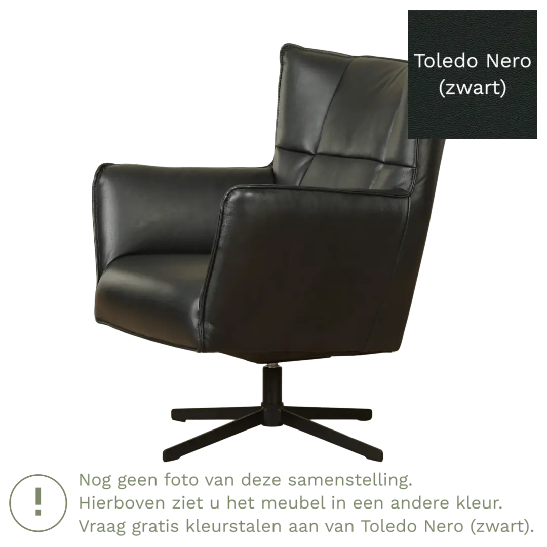 afbeelding van Leren draaifauteuil Lovely - Toledo Nero (zwart)