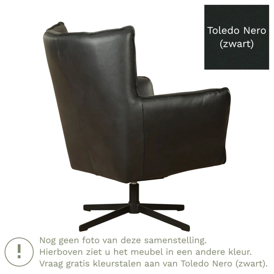 afbeelding van Leren draaifauteuil Lovely - Toledo Nero (zwart)