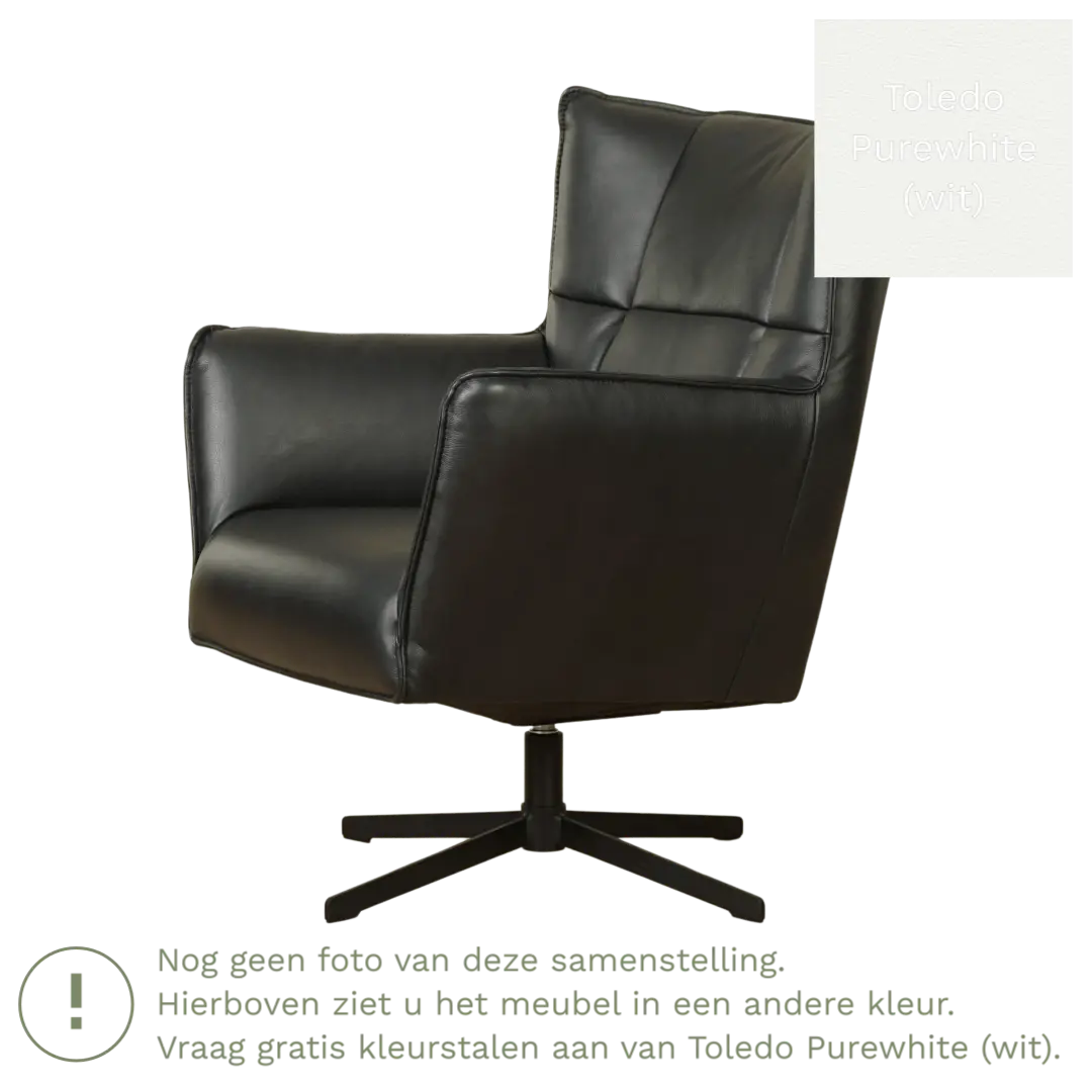 afbeelding van Leren draaifauteuil Lovely - Toledo Purewhite (wit)